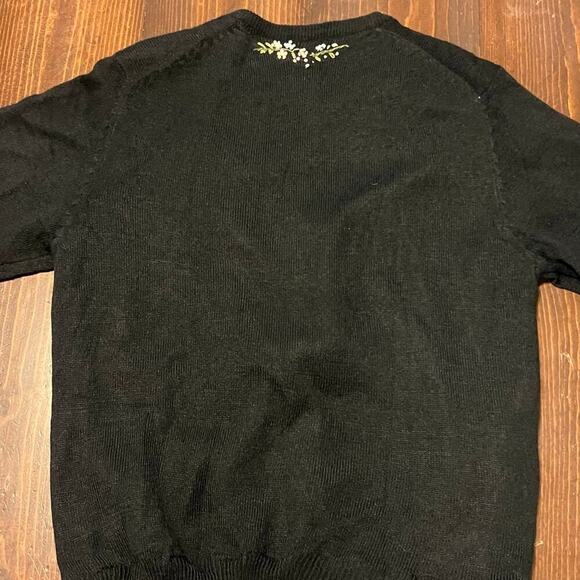 Vintage Bonnie and Bill Floral Embroidered Cardigan Black Large Feminine - Picture 6 of 7